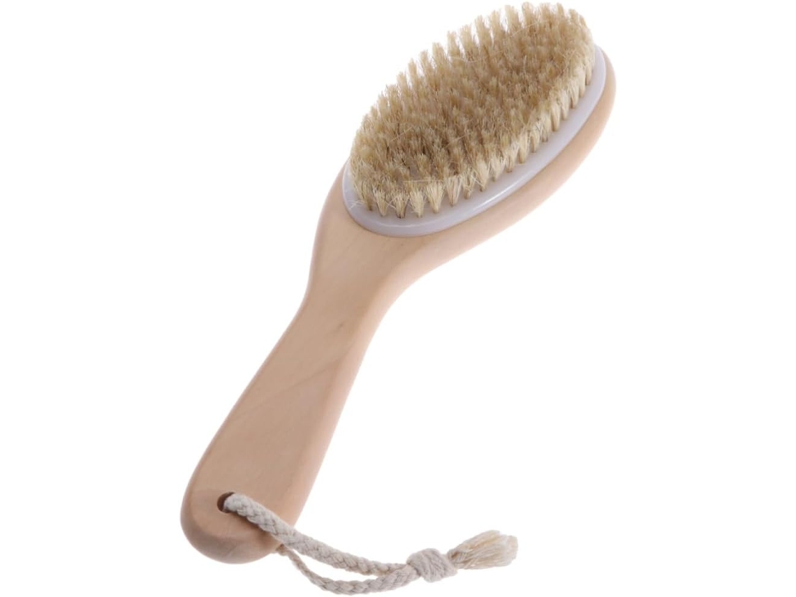 Escova De Banho Esfoliante Com Cerdas Naturais E Cabo Curvo, Escova De Massagem Corporal Para Circulação Sanguínea E
