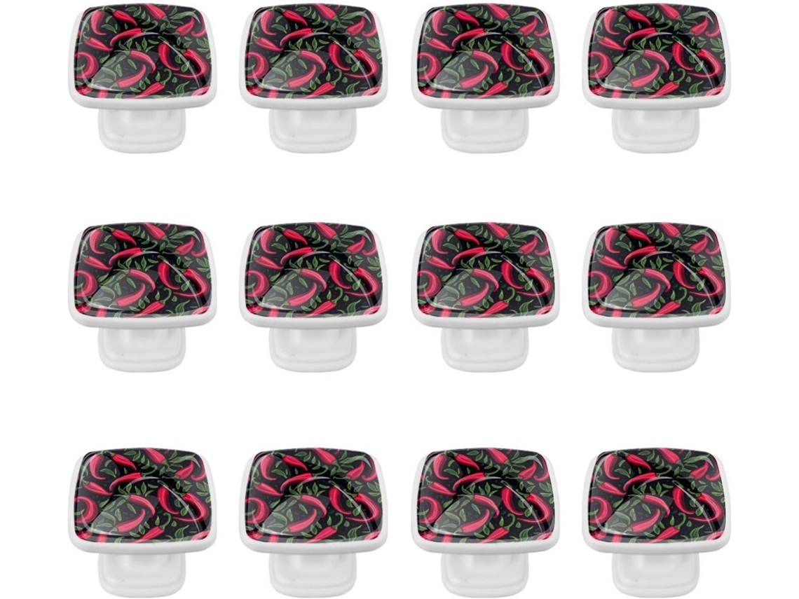 Puxadores Quadrados Para Armários De Cozinha, Puxadores Para Gavetas De Cômoda, 12 Peças, Estampa Abstrata De Vegetais