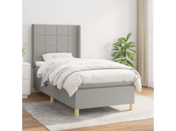 Vidaxl Cama Com Molas/colchão 100x200 Cm Tecido Cinzento-claro