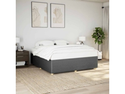 Estrutura De Cama Sem Colchão 200x200 Cm Tecido Cinzento-escuro