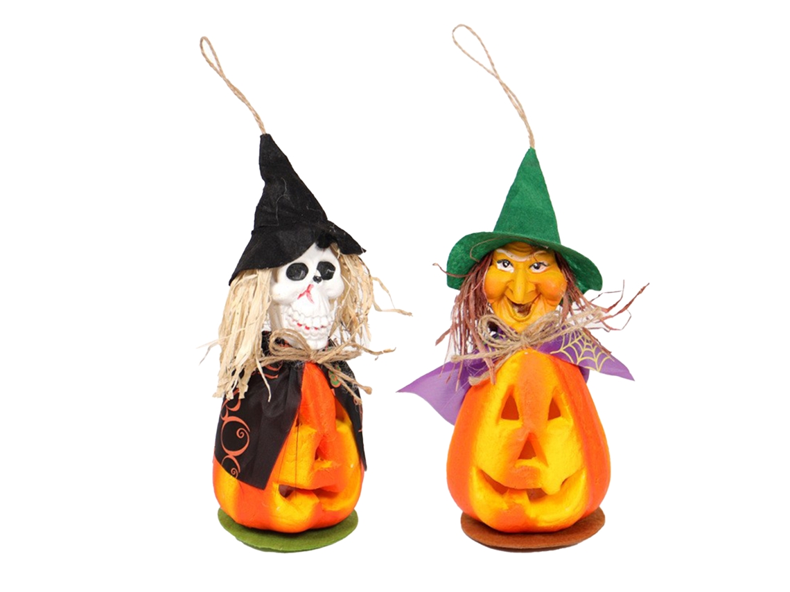 Laxiscreed Conjunto De Lanternas Halloween Com Abóbora Bruxa E Caveira, 2 Peças Para Decoração Assustadora