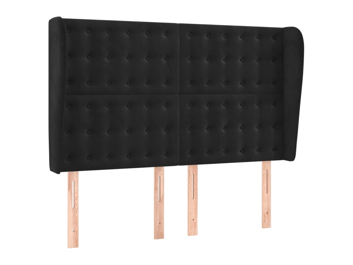 Headboard, Headboards Vidaxl Preto Veludo (147 X 23 X 118/128 Cm)