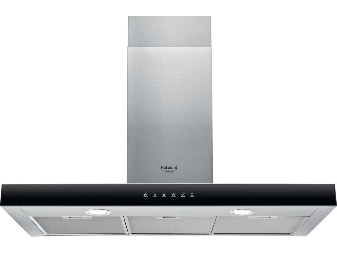 Exaustor HOTPOINT HHBS 9.8F LT X/1 (420 m3/h - 89,8 cm - Painel Preto)