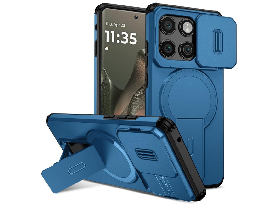 Capa Para Telemóvel Zruxe Compativel Com Motorola Edge 2025 (suporte Magsafe - Proteção Deslizante - Azul)