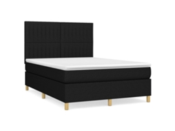 Cama com Molas/colchão 140x190 Cm Tecido Preto MAISON EXCLUSIVE