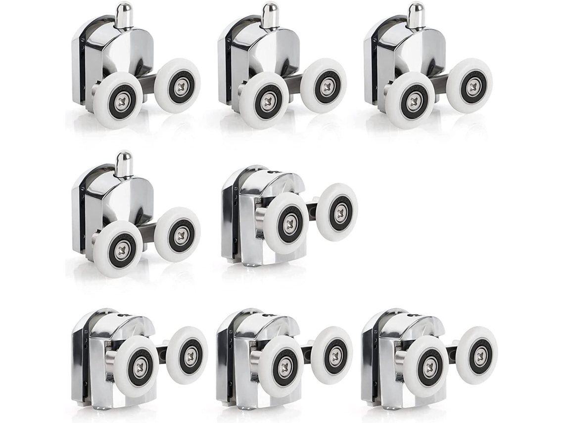 Peças Rodízios Para Porta De Chuveiro Em Liga De Zinco, Diâmetro 23mm, Com Parafusos E Anti Choque, 4 Superiores E 4 Inferiores