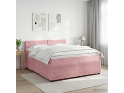 Vidaxl Cama Box Spring Com Colchão Rosa 160 X 200 Cm Veludo