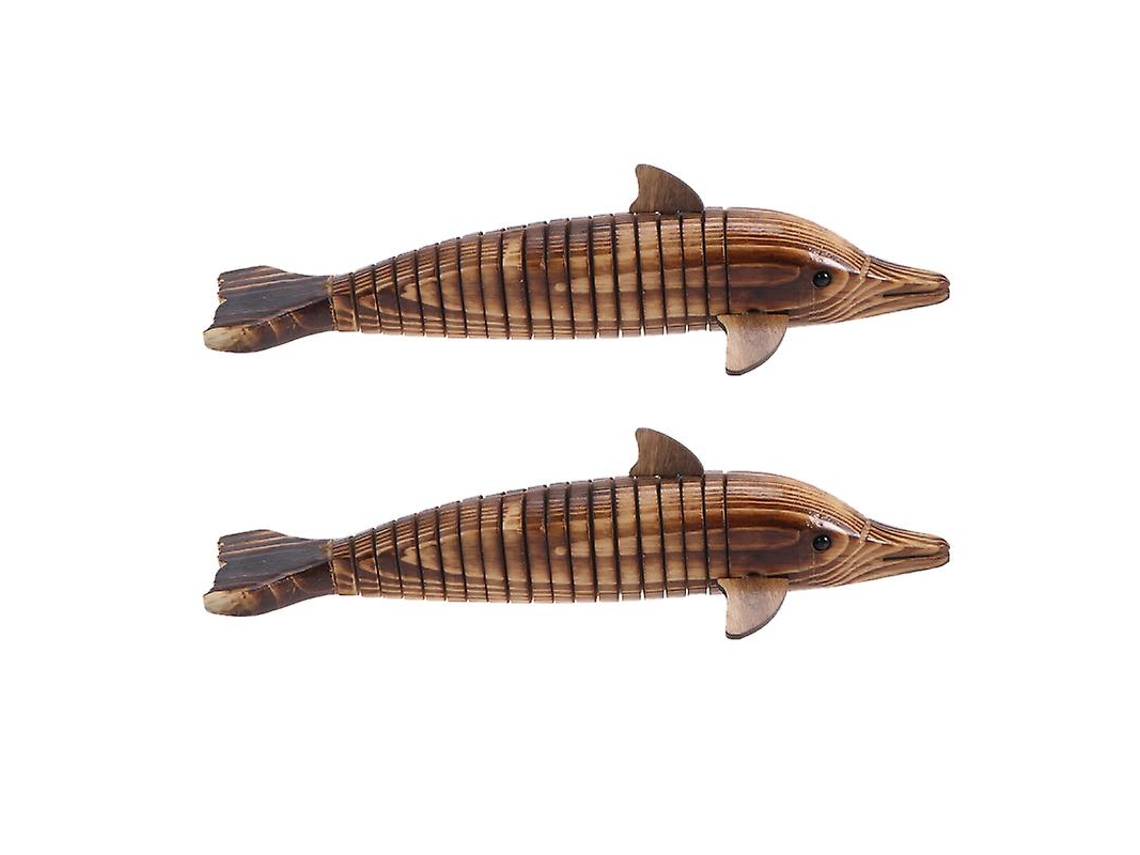 2pcs Modelo De Golfinho De Madeira Allinless