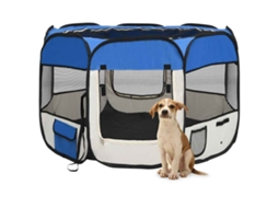 Vidaxl Parque Dobrável P/ Cão C/ Saco De Transporte 90x90x58 Cm Azul