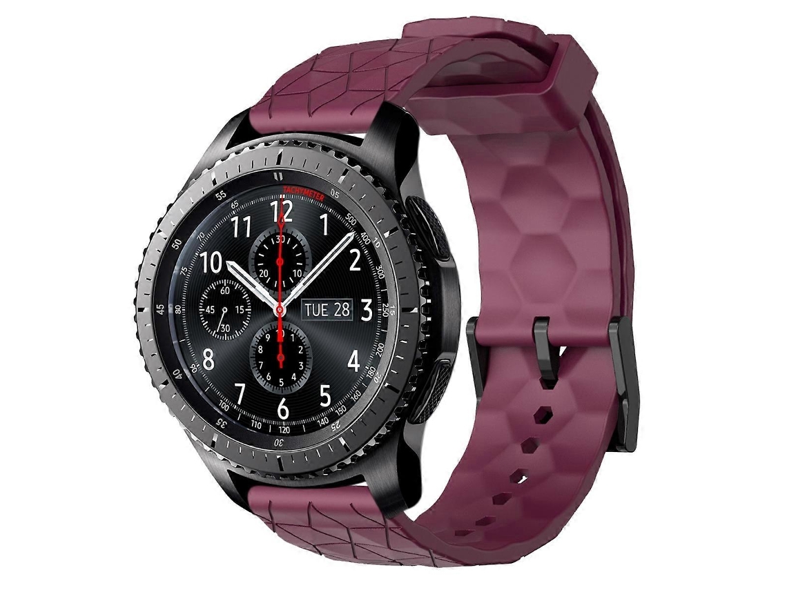 Pulseira De Silicone De Cor Sólida Com Estampa De Futebol Para Samsung Gear S3 Frontier 22mm