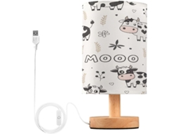 Abajur De Cabeceira Fofo Em Formato Vaca Para Quarto, Luminária De Cabeceira Led, Luminária De Leitura Com Portas Usb E