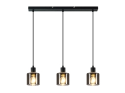 Nettlife Candeeiro Pendente De Vidro Preto Diam.68 Cm E27 Vintage 3 Lâmpadas Para Lâmpada Industrial Retrô Para Sala De Estar Hotel Escritório