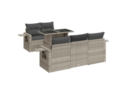 Maison Exclusive - 6 Pcs Conj. Sofás Jardim Com Almofadões Vime Pe Cinzento-claro