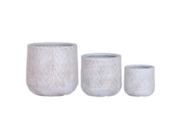 Conjunto de 3 Vasos de Fibra de Vidro Magnesiana Cinza, 51x51x51cm ALEXANDRA HOUSE LIVING