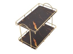 Prateleira de Banheiro de 2 Camadas Organizador Dourado Grande 31X31 5 Cm NEVEANCE