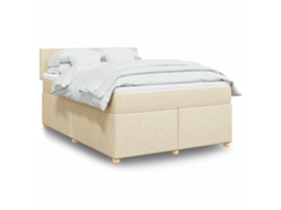 Cama Com Molas/colchão 140x190 Cm Tecido Cor Creme