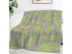 Manta Texturizada com Estampa de Folhas Verdes Plantas 100x130 Cm Multifuncional Macia Aconchegante em Flanela