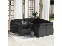 Vidaxl Conjunto De Sofá De Jardim 9 Unid. 8-número De Lugares Preto