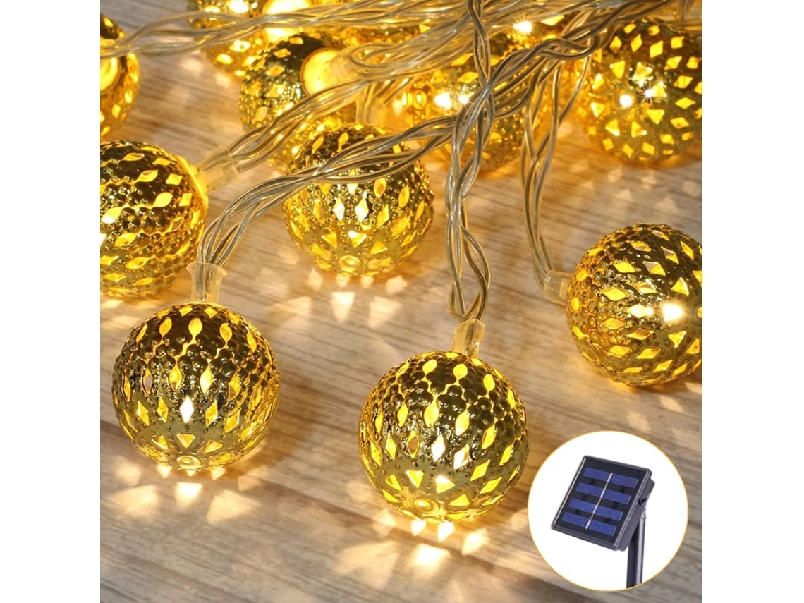 Luzes Fadas Solares, 7m 50 Leds Luzes De Fio Marroquinas, Interior Pátio Gazebo, Modos De Iluminação, Ip65