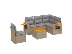 Conjunto de 6 Sofás P/ Jardim com Almofadões Vime Pe Bege MAISON EXCLUSIVE (80x200 cm)