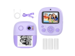 Máquina Fotográfica Instantânea Infantil GERTIZ Câmera Dupla De 1200 W Tela Ips De 2.4 Polegadas Roxa 