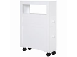 Armário de Banheiro Compacto com 2 Gavetas e 4 Rodízios, 16x52x71,5 Cm, Branco ORBITRA COMMERCE