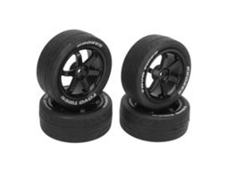 Mali 4 Pneus de Borracha para Rc 1/10 com Rodas de Plástico Superfície Lisa Amortecimento Forte para Tamiya Tt01 Tt02 Preto