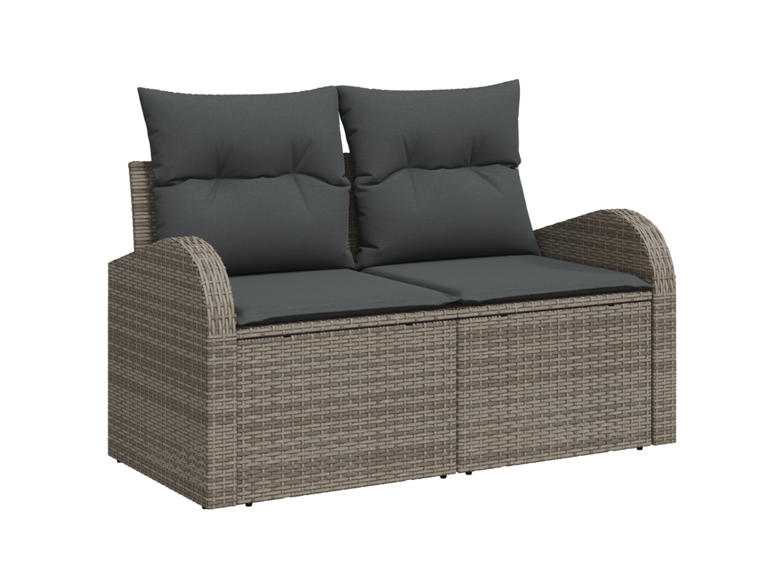 Conjunto 6 Conjunto De Sofá De Jardim Vidaxl Cinzento Vime Pe (179 X 62 X 69 Cm)