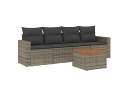 Conjunto de 5 Sofás de Jardim com Almofadões Vime Pe Cinzento MAISON EXCLUSIVE (5 pcs)