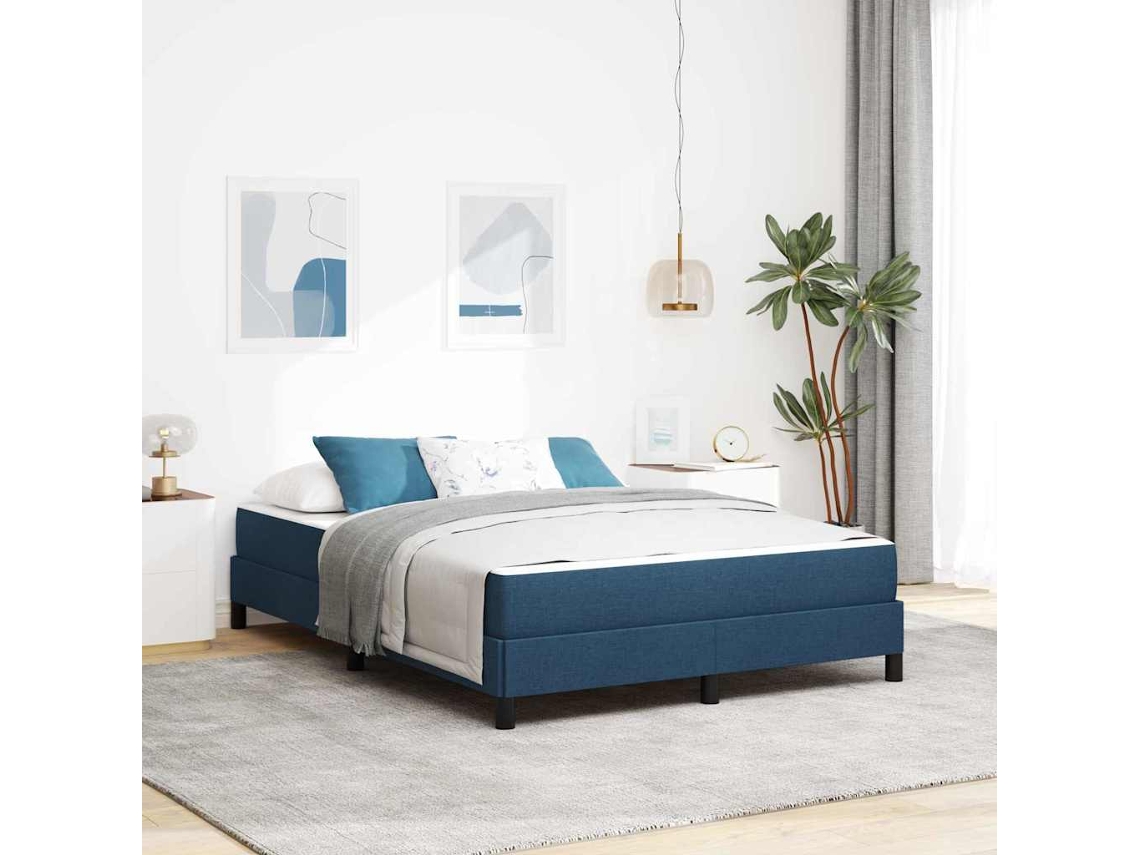 Vidaxl Cama Box Azul 160 X 200 Cm Tecido