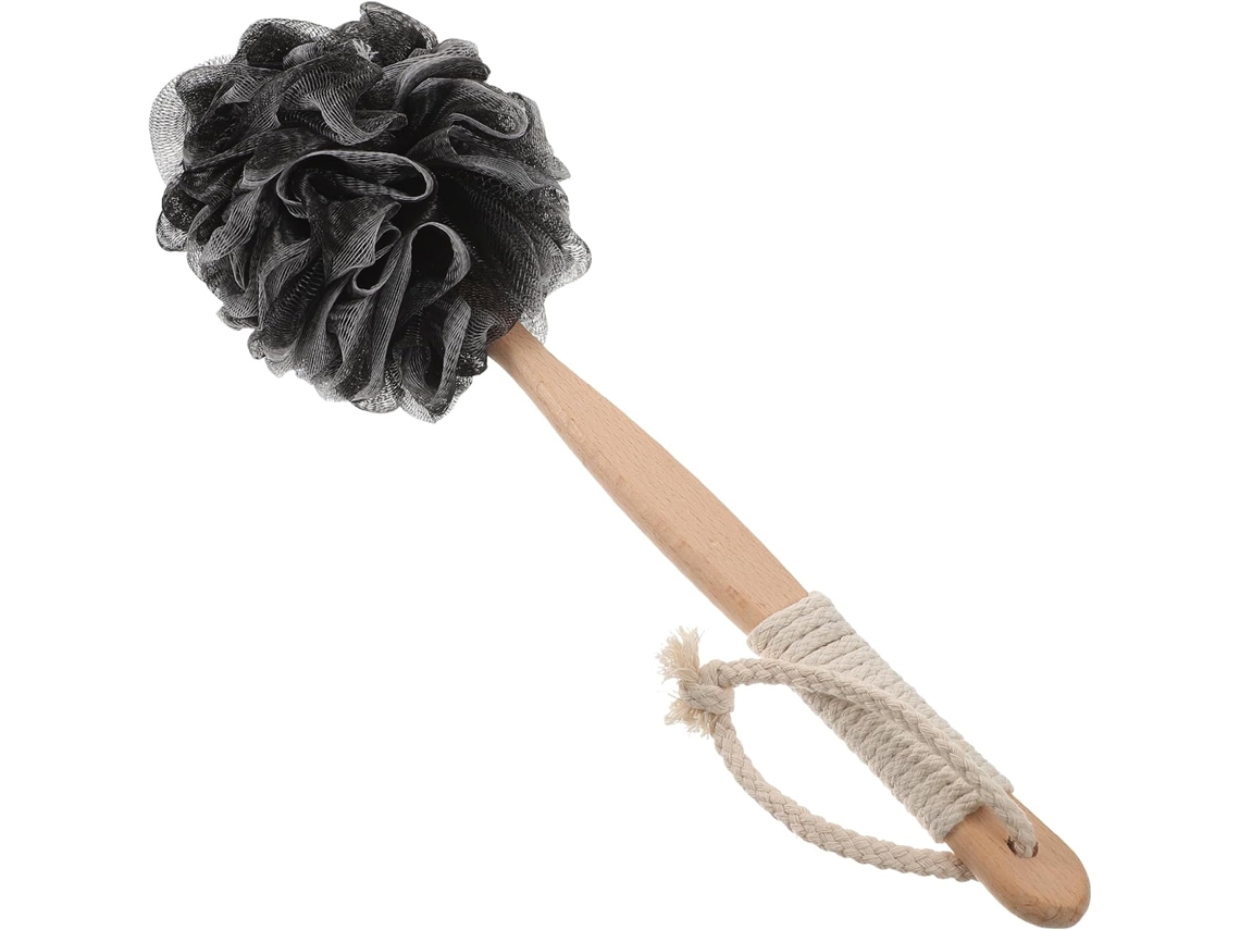 Escova De Banho Esfoliante Artibetter Em Carvão Bambu Preto Com Cabo Madeira Leve E Confortável Para Limpeza Suave Da