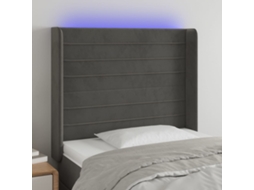 Cabecero de terciopelo con LED 103x16x118/128 cm Gris Oscuro