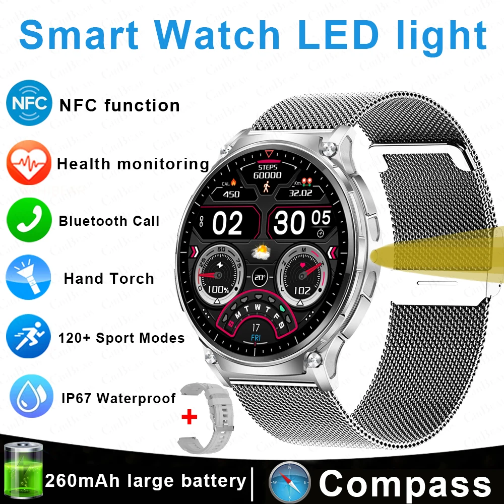 (yinwang) Smartwatch Com Bússola, Lanterna E Funções De Chamada.