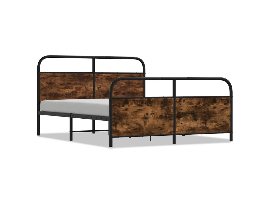Bed Frame, Bed Frames Vidaxl Marrom Aço (150 X 200 Cm)