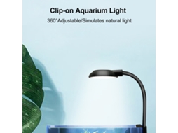Lâmpada de Clamp para Aquário com Rotação 360° Luz Brilhante Eficiente para Plantas Aquáticas