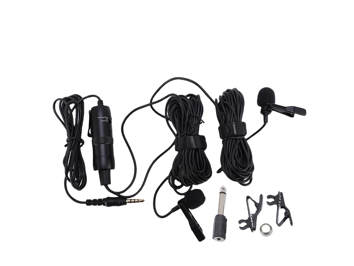 Double Lavalier Microphone Wired Clip On Lapel Mic Professional Recording Interview Mic For Two People LAXISCREED