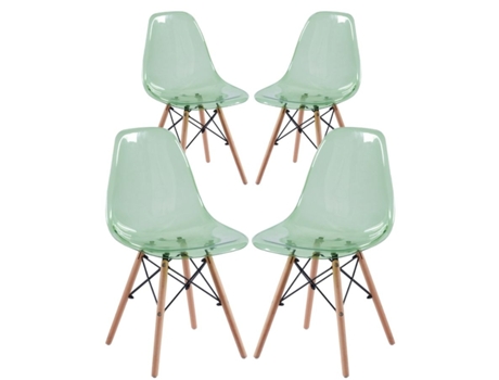 WEHOME Cadeiras de Cozinha Verdes Transparentes Betty