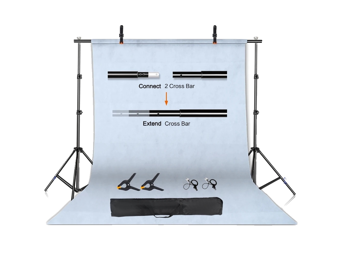 Kit De Suporte De Fundo Para Fotografia, Travessa Ajustável, Uso Multifuncional,branco Stretchable,2600x3000 Oem