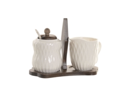 Açucareiro Home Esprit Branco Catanho Escuro Bambu Porcelana 19,5 X 9 X 15 Cm 2 Peças