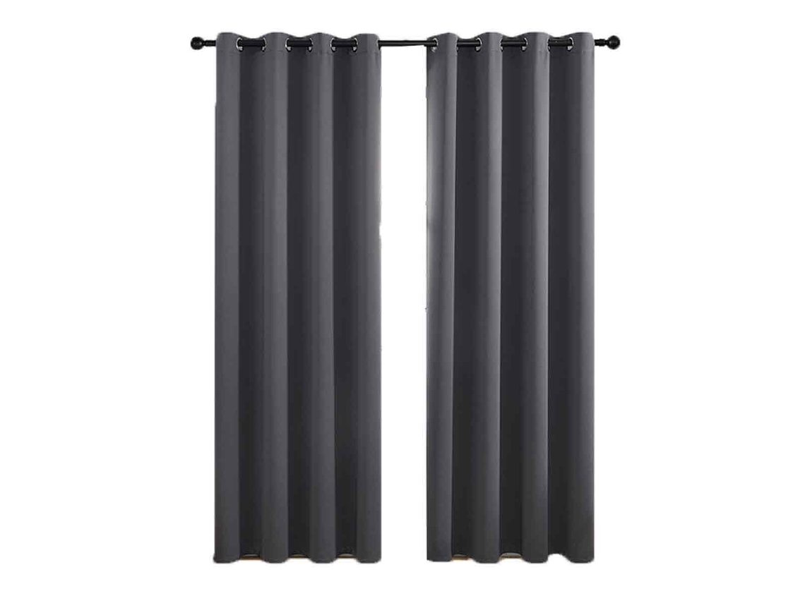Conjunto De Cortinas Com Isolamento Térmico (bloqueia Calor E Frio) 140x240 – Cortinas Blackout Com Ilhós, Resistentes Aos Raios Uv (cinza)