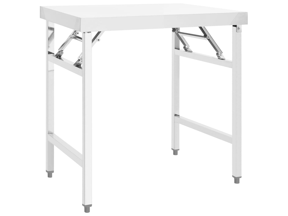 Vidaxl Mesa De Trabalho De Cozinha Dobrável 85x60x80 Cm Aço Inoxidável