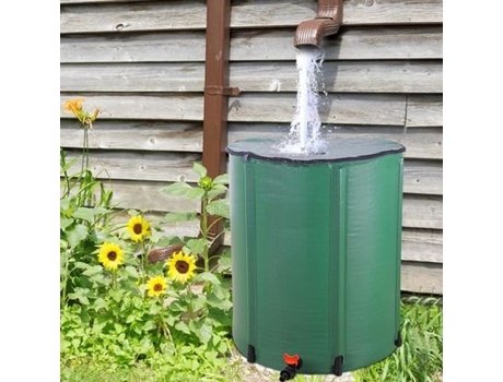 Sistema dobrável de coleta de água da chuva com filtro de malha. Prático reservatório de água da chuva dobrável com capacidade para 250 litros, 60 x 88 cm. Alightup.
