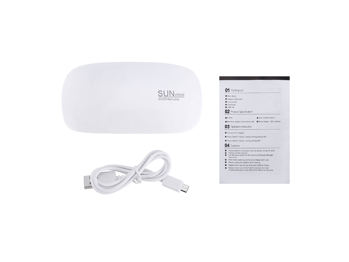 Lâmpada de secagem de unhas Rebe-Sun Mini UV LED 6w para cura de esmalte em gel, ferramenta de manicure portátil, branca