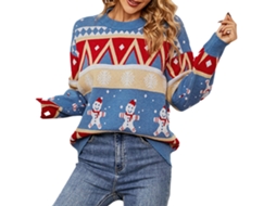 Blusão De Natal Vermelho Da Laxiscreed Com Rena Para Mulher, Manga Longa E Gola Encimada, Ideal Para Inverno