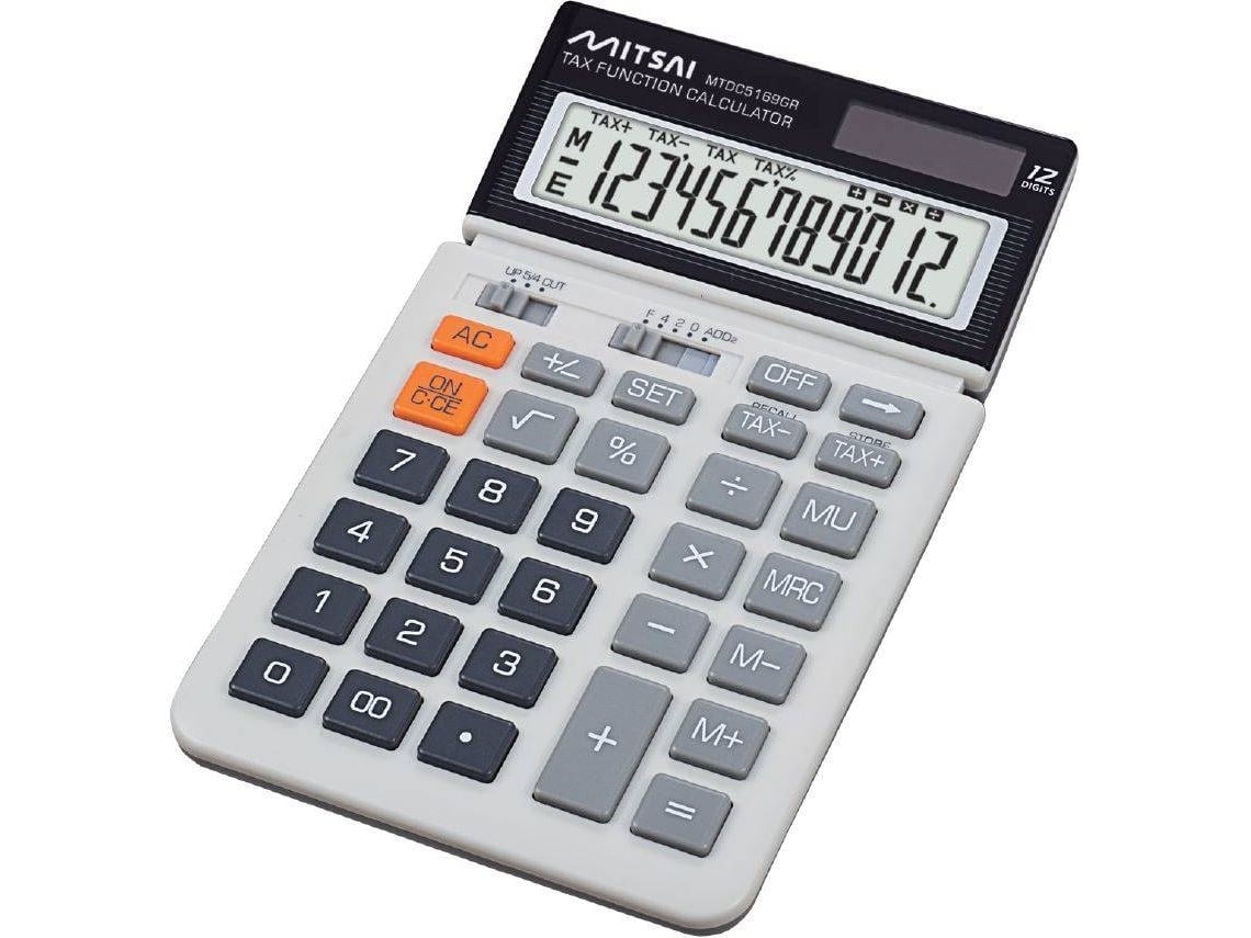 Calculadora Básica Tax MITSAI Cinzento (Outlet Caixa Aberta - 12 dígitos)