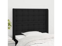 Vidaxl Cabeceira De Cama C/ Abas Tecido 103x16x118/128 Cm Preto