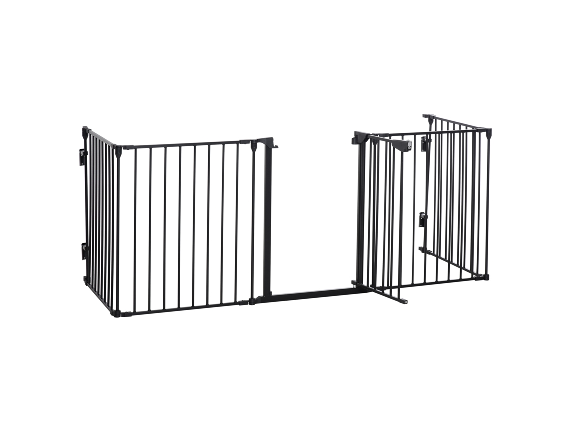 Portão De Segurança Modular Modular Dobrável Com Porta Integrada 300l X 74,5h Cm Preto Pp Metal