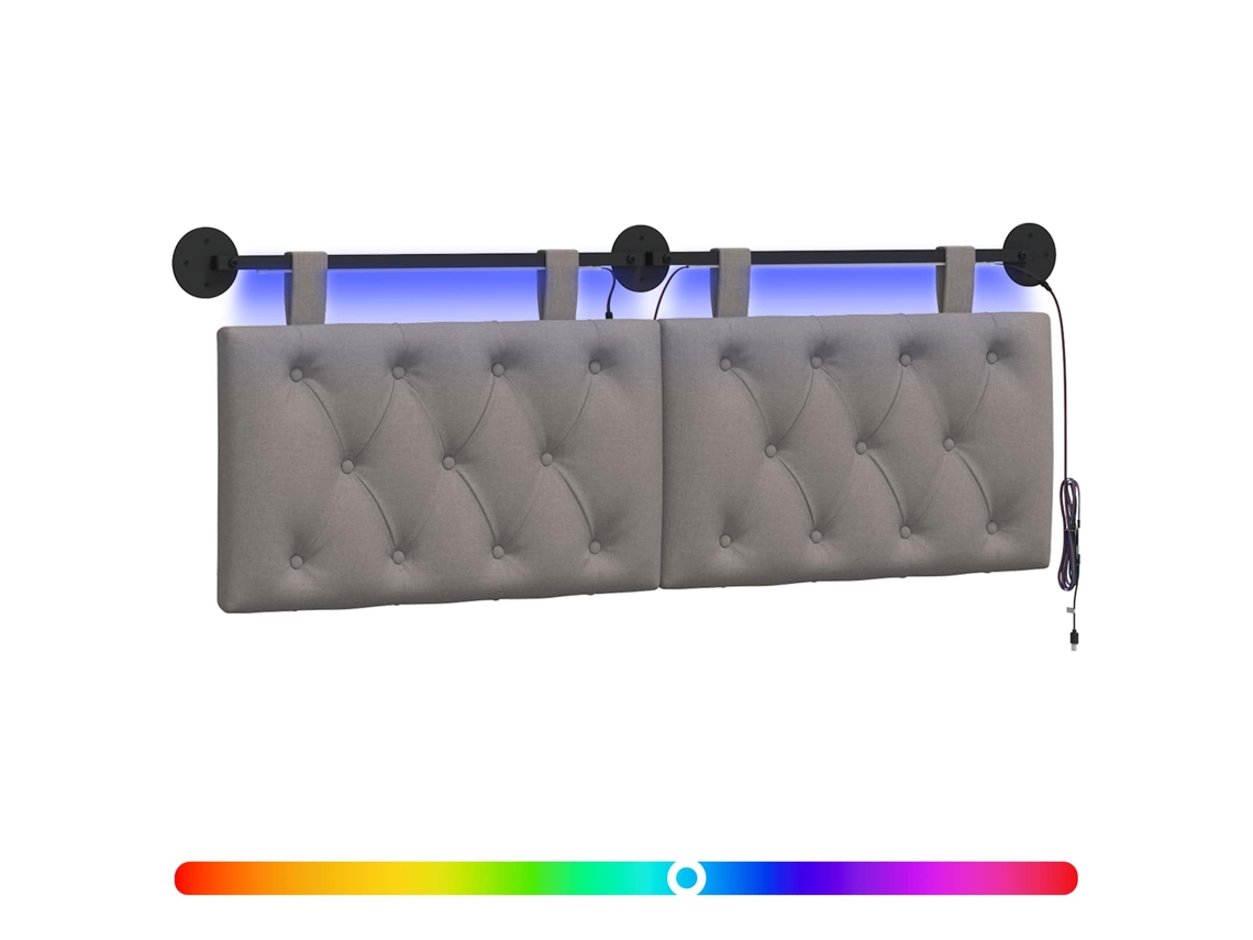 Conjunto 1 Cabeceira Suspensa Vidaxl Castanho-acinzentado Tecido (150 X 55 X 7 Cm)