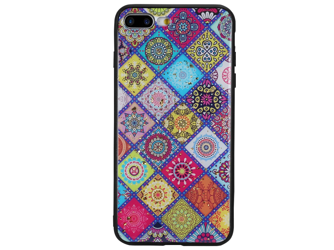 Capa de Telefone com grade colorida para iPhone 7/8 Plus EOOCOO