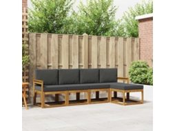 Vidaxl Conjunto De Sofás Para Exterior 5 Pcs Natural E Antracite